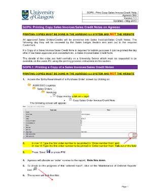 SOP6: Printing Copy Sales Invoices/Sales Credit Notes on Agresso ... - gla ac