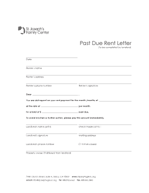 Past due account letter - Past Due Rent Letter