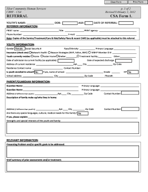 CBHI Youth Referral Form