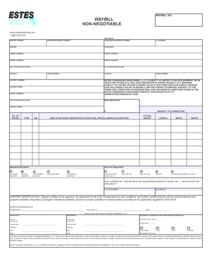 Estes Forwarding Waybill
