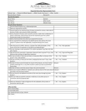 Deposited Securities Representation Form
