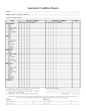 Example of pre existing condition - room inventory form