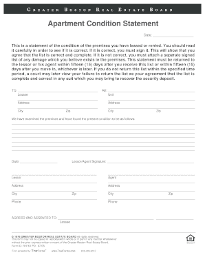 Apartment Condition Statement