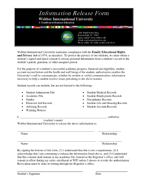 Webber International University FERPA Consent Form