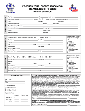 Wisconsin Youth Soccer Association Membership Form