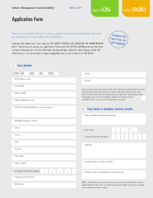 Gabem Management Limited Application Form