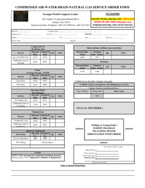 Compressed Air-Water-Drain-Natural Gas Service Order Form