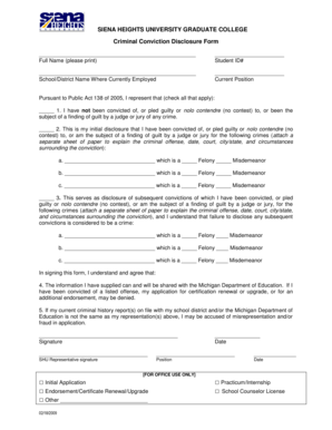 Criminal Conviction Disclosure Form