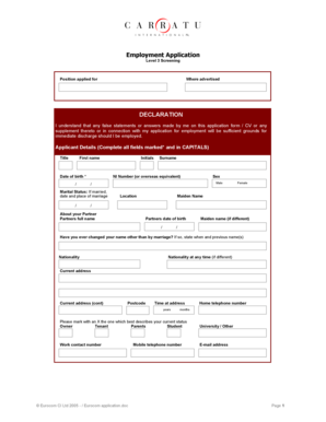 Employment Application Form