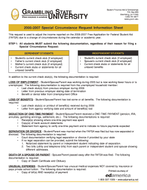 2006-2007 Special Circumstance Request Form