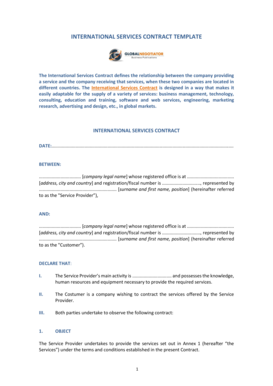 INTERNATIONAL SERVICES CONTRACT TEMPLATE