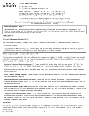 Disability Claim Form