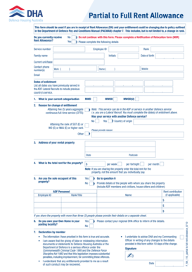 Partial to Full Rent Allowance Form