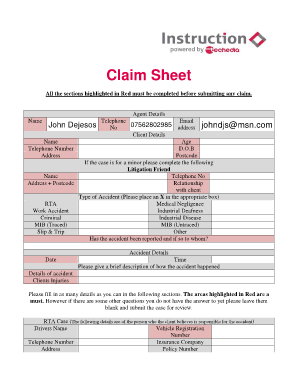 Claim Sheet