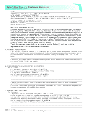 Florida Seller’s Real Property Disclosure Statement