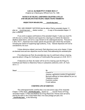 Notice of Filing Amended Chapter 13 Plan