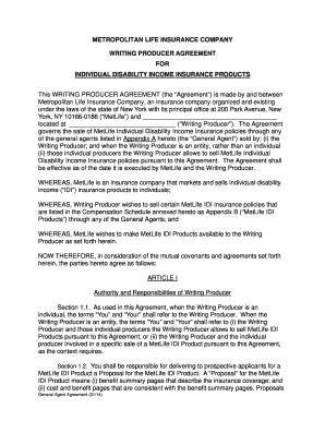 MetLife Writing Producer Agreement