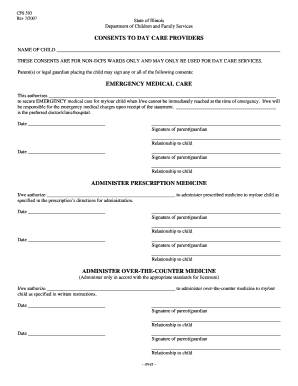 Illinois Day Care Consent Form