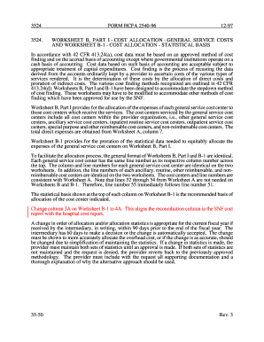 HCFA 2540-96 Cost Allocation Worksheet
