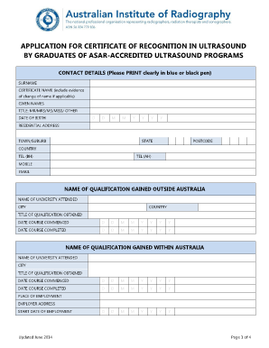 Certificate of Recognition in Ultrasound - AIR