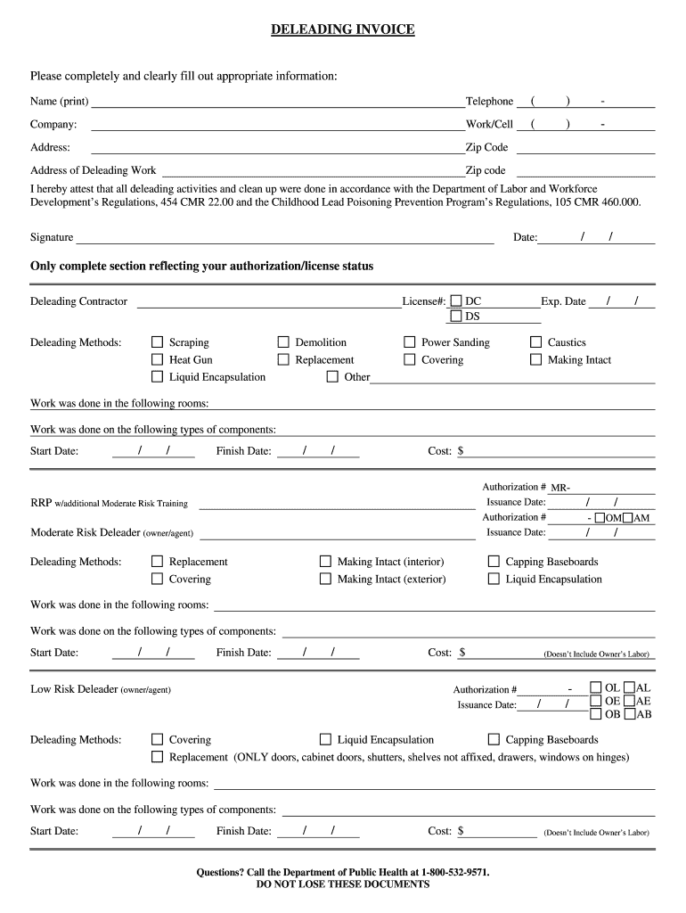 deleading invoice Preview on Page 1