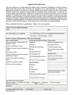 Legal Aid Society Applicant Information Form