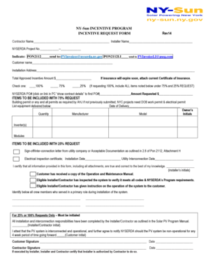 NYSERDA Solar Incentive Request Form