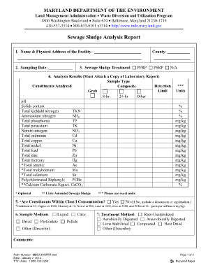 Analysis report template word - sewage analysis