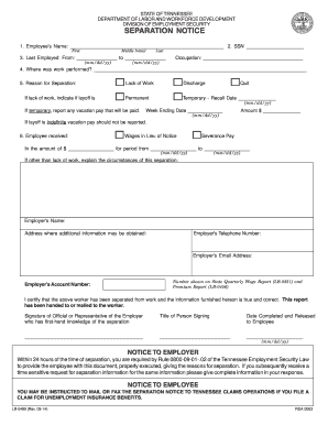 Tn seperation notice