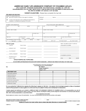 AFLAC Patient Claim Form