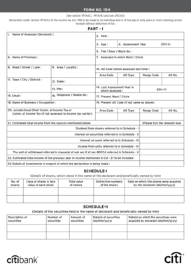 PART - I FORM NO. 15H SCHEDULE-I SCHEDULE-II - Citibank India - online citibank co