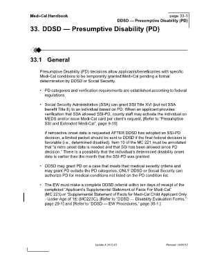 Ddsd presumptive disability application form