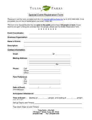 Special Event Registration Form