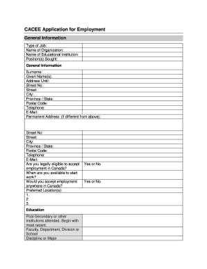 CACEE Application for Employment