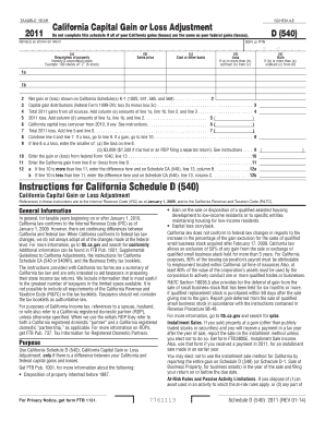 California Capital Gain or Loss Adjustment Form 540