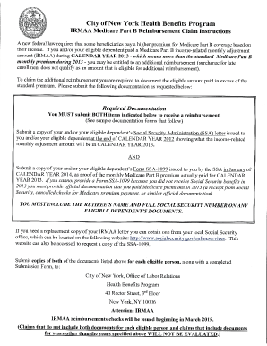 2013 IRMAA Medicare Part B Reimbursement Claim