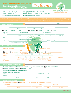Dublin Metro Dental Patient Information Form