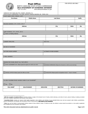 North Carolina Statement of Economic Interest