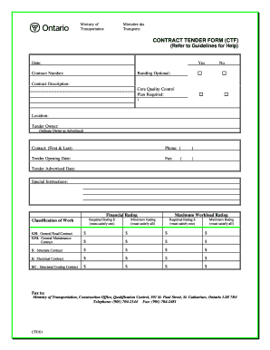 Contract Tender Form