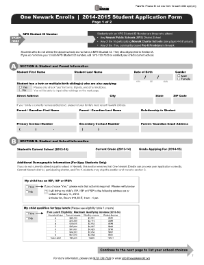 2014-2015 Student Application Form