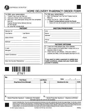 Home Delivery Pharmacy Order Form