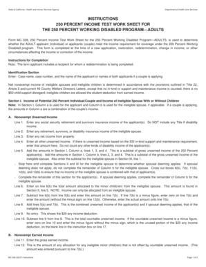 California 250 Percent Income Test Work Sheet