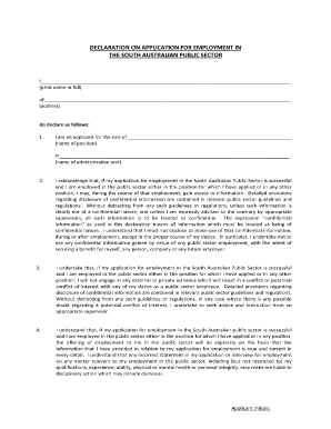 South Australian Public Sector Employment Declaration Form