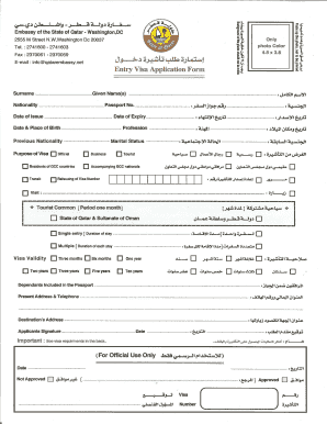 Formulário de Pedido de Visto de Entrada do Qatar