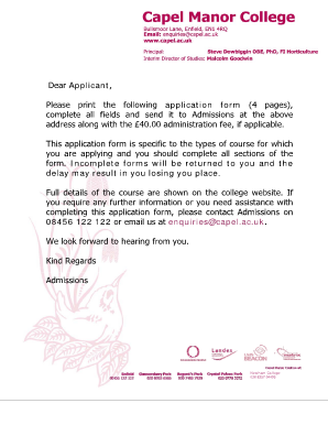 Capel Manor College Application Form