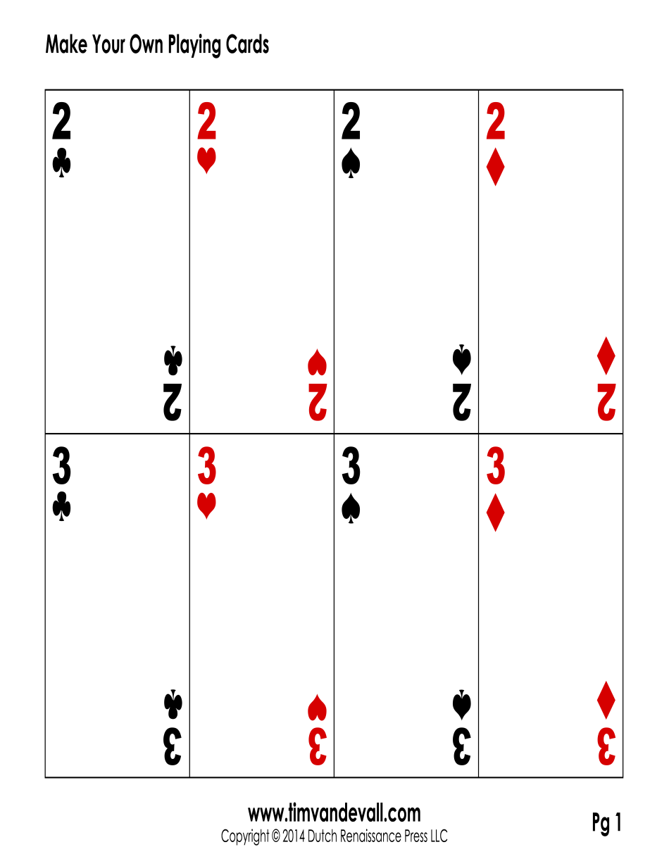 Playing Card Template - Printable Blank PDF Online In Custom Playing Card Template