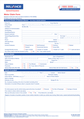 Reliance General Motor Claim Form