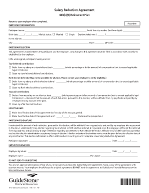 Salary Reduction Agreement for 403(b)(9) Retirement Plan