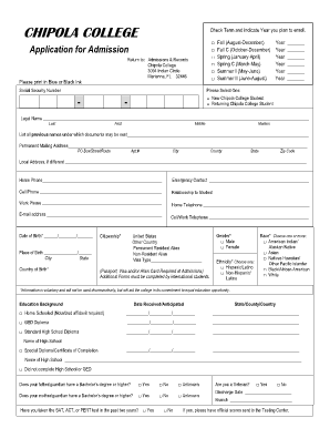 Chipola College Application for Admission