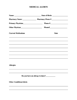 Medical Alerts Form